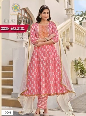 Kajal style Fancy Embroidery work Heavy printed Cotton anarkali kurti