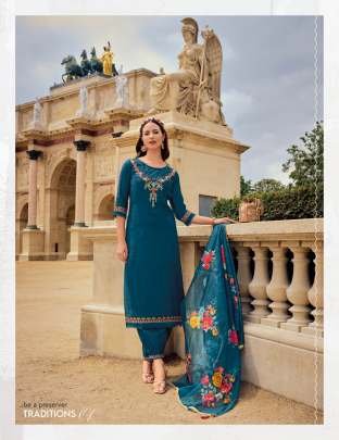 Khawaish Handwork Rama Viscose Silk Kurtis With Afghani Style Bottom