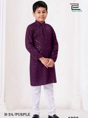 Kids Purple Kurta Heavy Rayon Chikankari work 