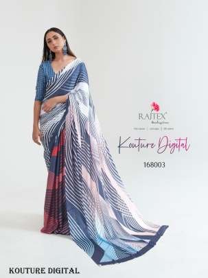 Kouture Digital Satin Silk Japan Creep Saree