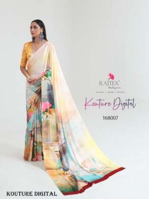 Kouture Digital Satin Silk Japan Creep Saree