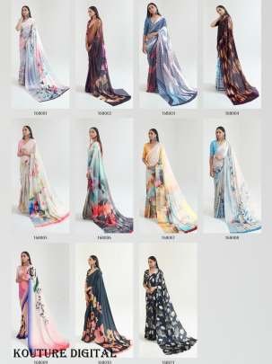 Kouture Digital Satin Silk Japan Creep Saree