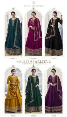 Kuleesh Present Aaliya 2 Silk Embroidery Georgette Dress Material