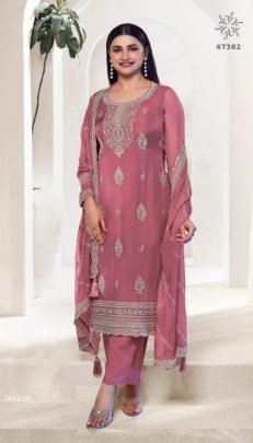 Kuleesh Present Chakori Embroidery Organza Dress Material