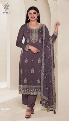 Kuleesh Present Chakori Embroidery Organza Dress Material