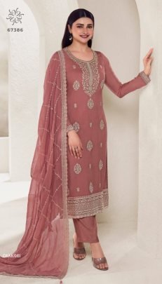 Kuleesh Present Chakori Embroidery Organza Dress Material