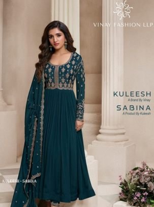 Kuleesh Sabina Embroidery Dress Material From Fab Funda