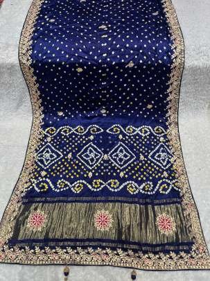 Ladies Luxury Look Blue Pure Lagdi Patta Gajji Silk Sarees