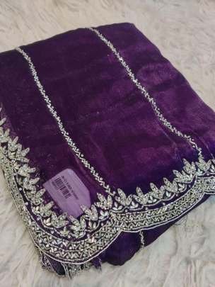 Ladies Wear Wine Zimmy Choo Handwork Saree