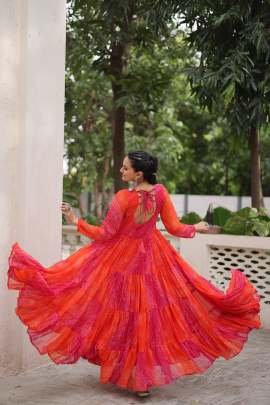 Laheriya & Bandhej Printed Kutchi Patche Work Gown