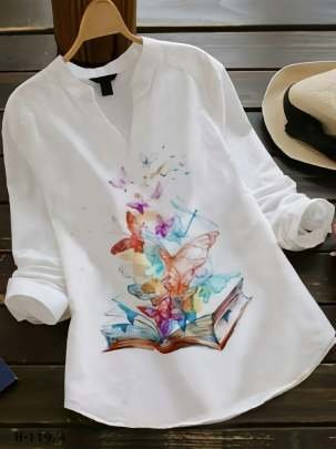 Latest Book Digital Print Rayon White Ladies Top