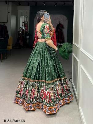 Latest Collection Silk Green Lehenga Choli and Dupatta