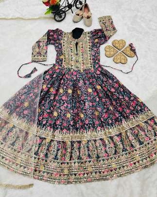 Latest Designer Embroidered Silk Black Gown