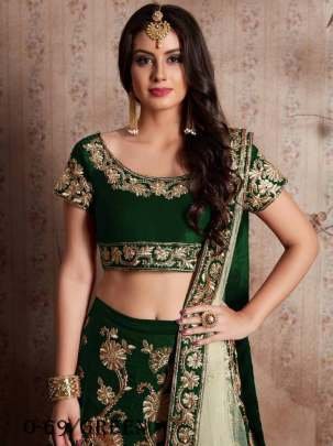 Latest Embroidered Green Lehenga Choli