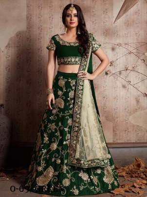 Latest Embroidered Green Lehenga Choli