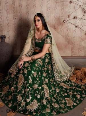 Latest Embroidered Green Lehenga Choli