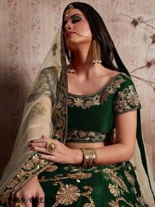 Latest Embroidered Green Lehenga Choli