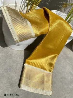 Latest Fancy Tissue Silk Banararasi Golden Colour