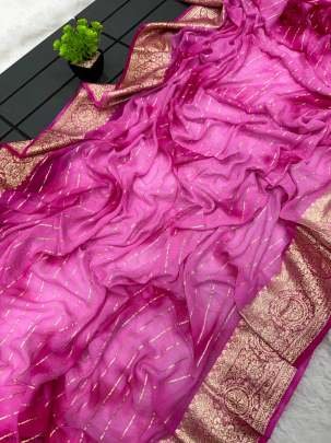 Latest Festive Wear Tie dye Viscose Rani Pink Saree