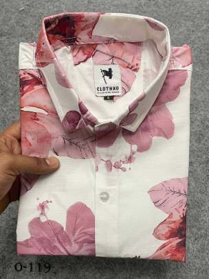 Latest Flower Design White Short Sleeves Shirt