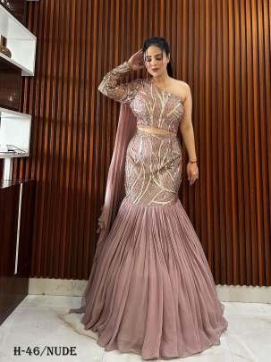 Latest Georgette Nude Lehenga and blouse with dupatta