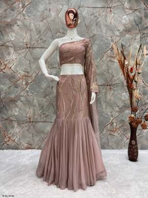 Latest Georgette Nude Lehenga and blouse with dupatta