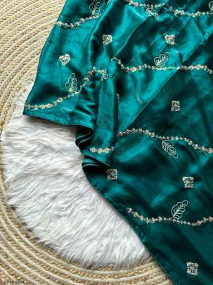 Latest Jimmy Choo Rama Handwork Saree with Unstitched Blouse