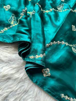 Latest Jimmy Choo Rama Handwork Saree with Unstitched Blouse