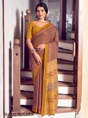 Latest Launch  Pure Mulmul Cotton Golden saree