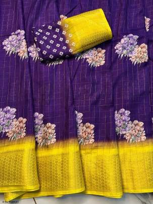 Latest Launch Silk Uniform Purple Saree with Jequrd Boder