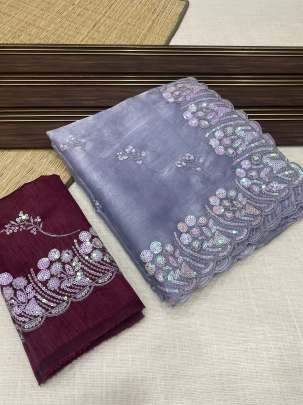 Latest Lavender Color Jimmy Choo Chiffon Saree