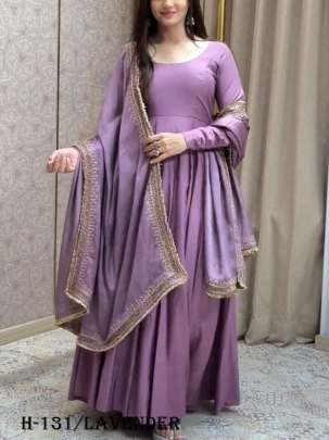 Latest Lavender French Anarkali Suit and Dupatta