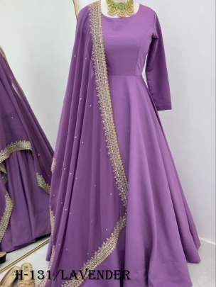 Latest Lavender French Anarkali Suit and Dupatta