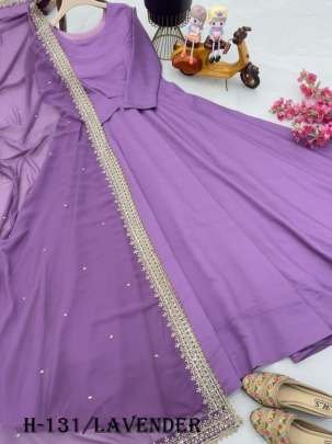 Latest Lavender French Anarkali Suit and Dupatta