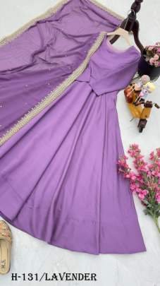 Latest Lavender French Anarkali Suit and Dupatta