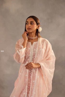 Latest Organza With Beautiful Embroidery Kurti Set