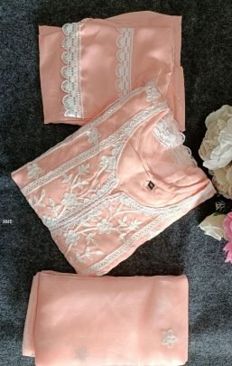 Latest Organza With Beautiful Embroidery Kurti Set