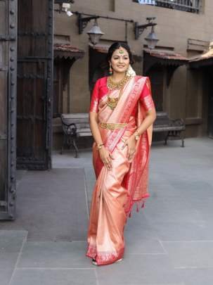 Latest Peach Color Pure Soft Silk Saree