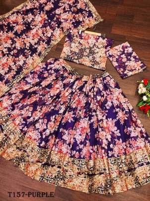 Latest Purple Soft Organza Digital Print Lehenga Choli