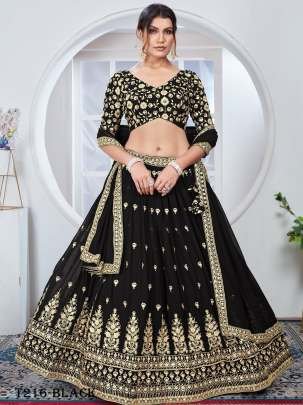 Latest Sequins Work Black Georgette Lehenga Choli