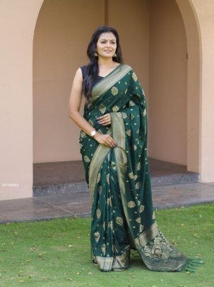 Latest Green Silk Saree Party Wear Collection