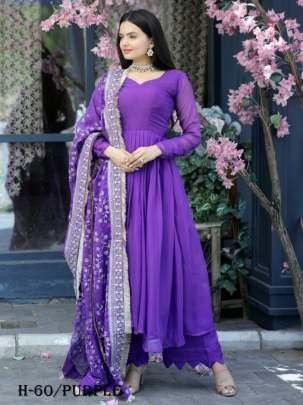 Latest Tebi Silk Purple Kurta and Pant with Dupatta