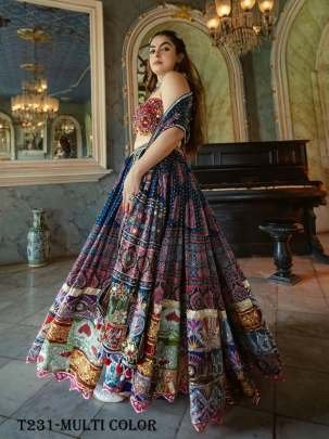 Latest Womens Multi Color Wear Butter Silk Lehenga Choli