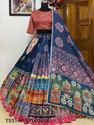 Latest Womens Multi Color Wear Butter Silk Lehenga Choli