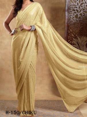 Launching Chiku Saree With Sequins Work Blouse