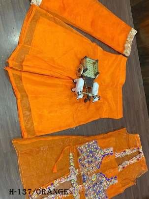 Launching Georgette Silk Orange Organza Koti Set