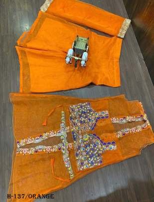 Launching Georgette Silk Orange Organza Koti Set