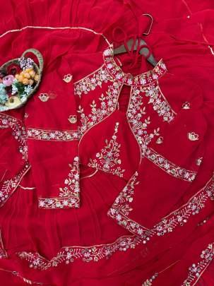 Launching Karwa Chauth Special Red Ready To Wear Saree With Heavy Blouse