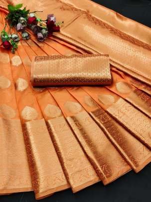 Launching Orange Color Soft Organza Silk Saree