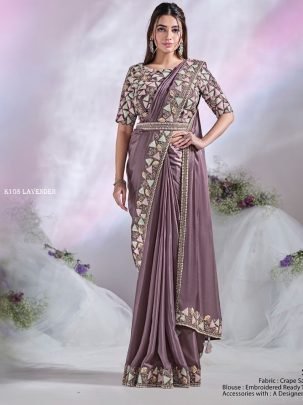 Lavender Exclusive Wedding Style Saree By Mahotsav